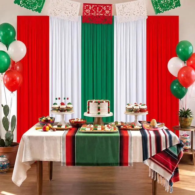 Alt view image 6 of 6 - 5 Pcs Mexican Independence Day Backdrop 16th of September Viva Mexico Backdrop Curtain Decorations for Mexican Independence Day Fiesta, 6.5 x 9.5 ft