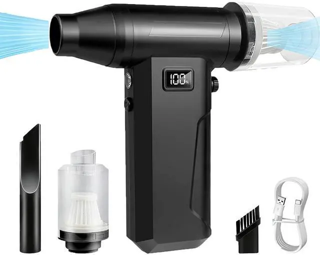 Main image of Compressed Air Duster, 130000RPM 100 Gear Speed Adjustable Electric Air Blower, Brushless Motor Cordless Air Duster with Type-C Fast Charging, for Keyboard, Computer, Car, Home, Outdoor CleaningPet