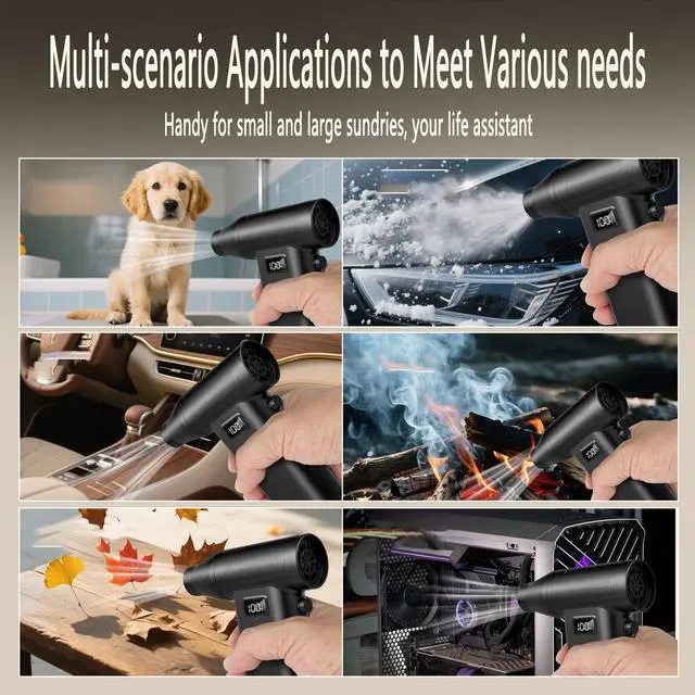 Alt view image 4 of 6 - Compressed Air Duster, 130000RPM 100 Gear Speed Adjustable Electric Air Blower, Brushless Motor Cordless Air Duster with Type-C Fast Charging, for Keyboard, Computer, Car, Home, Outdoor CleaningPet