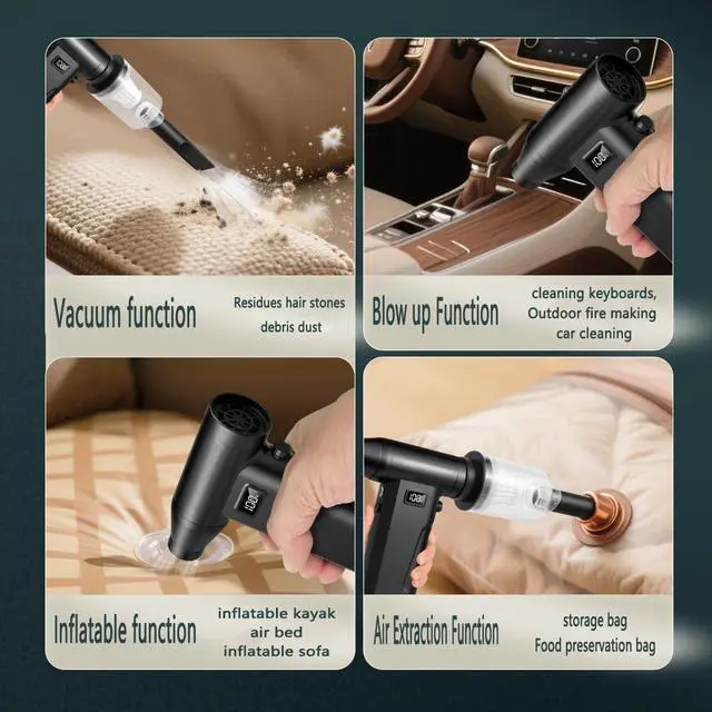 Alt view image 5 of 6 - Compressed Air Duster, 130000RPM 100 Gear Speed Adjustable Electric Air Blower, Brushless Motor Cordless Air Duster with Type-C Fast Charging, for Keyboard, Computer, Car, Home, Outdoor CleaningPet
