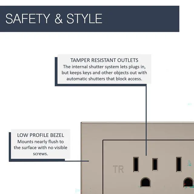 Alt view image 2 of 7 - Legrand radiant Recessed Furniture Power Strip 3 Outlet Nickel 6 Ft Cord | Commercial Rated, Utlra Durable, Child Safe Tamper Resistant, Easy Installation, Screwless Bezel, Low Profile