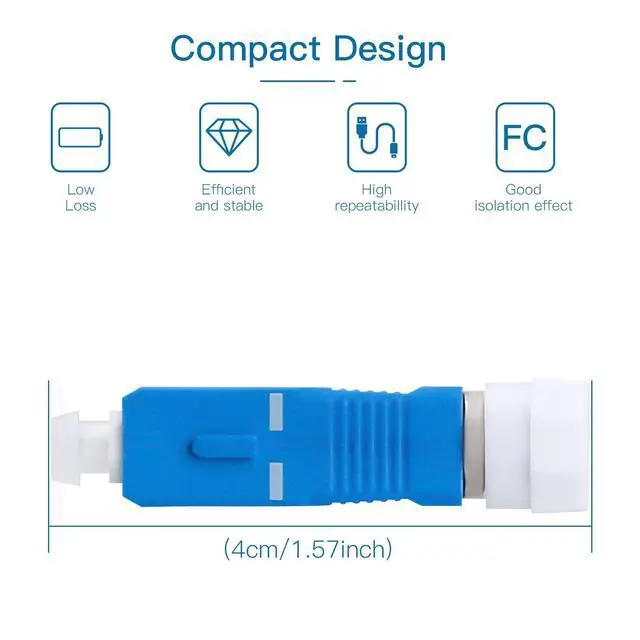 Alt view image 2 of 6 - 4 Pack Fiber Optic Adapter Single Mode SC/UPC Male to FC/UPC Female 9/125um Adapter Fiber Optic Connector Hybrid Optical Fiber for Visual Fault Locator