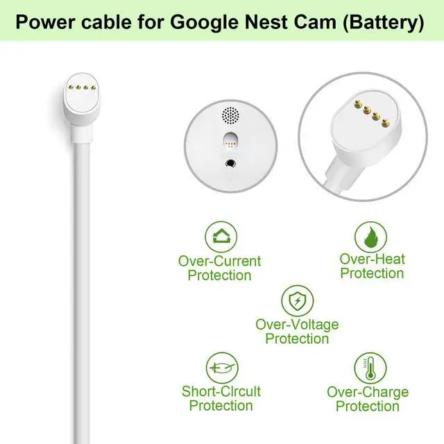 Alt view image 2 of 5 - Power Charging Cable Compatible with Google Nest Cam (Battery) Extended Charge Cord, 32.8ft (10m) Upgraded Version