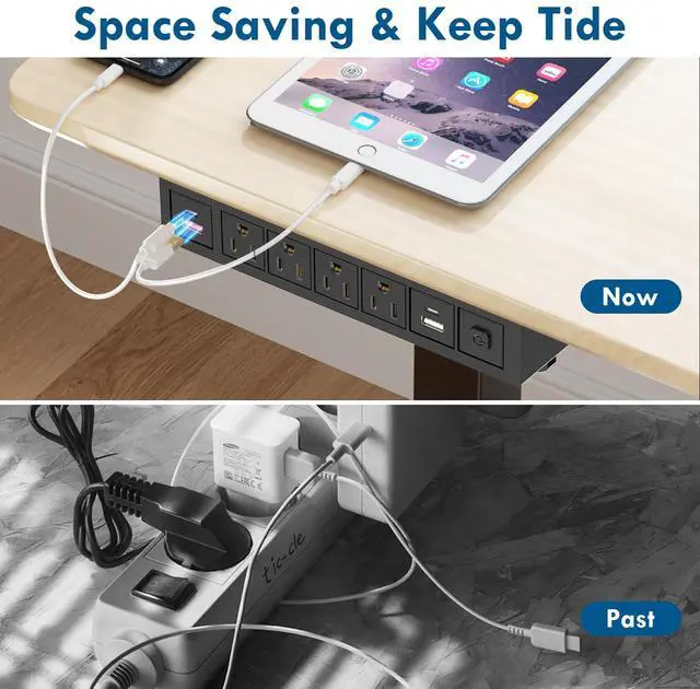 Alt view image 5 of 7 - 8 in 1 Under Desk Power Strip with Switch, 4 Outlets, 4 USB, 6FT Cord,14AWG | 20W USB-C,18W USB A, Mountable Under Desktop Outlet for Home Office Desk