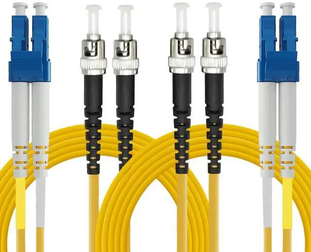 Main image of LC to ST Fiber Patch Cable, 5M (16.4ft) Single Mode Duplex Fiber Jumper 9/125um OS1 LSZH - LC ST Singlemode Duplex Patch Cords (5M - 2 Pack)
