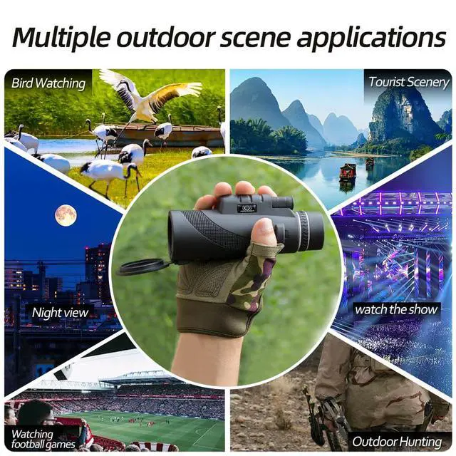 Alt view image 5 of 6 - 50x60 Monocular Telescope - Adult & Children Compact High-Definition Monocular with Smartphone Adapter Tripod for Outdoor Use