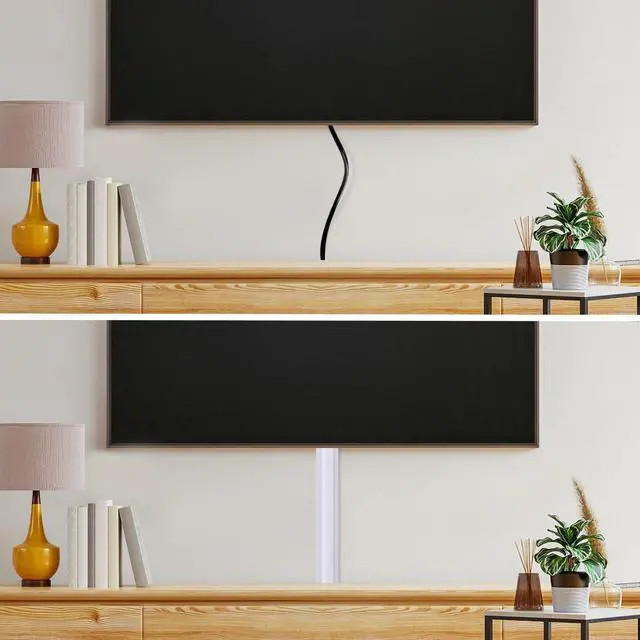 Alt view image 4 of 7 - TV Cord Hider Cable Protector - Strong Self Adhesive Wall Cord Cover Cable Hider - Low Profile Cable Management Wall Cord Concealer Cable Raceway