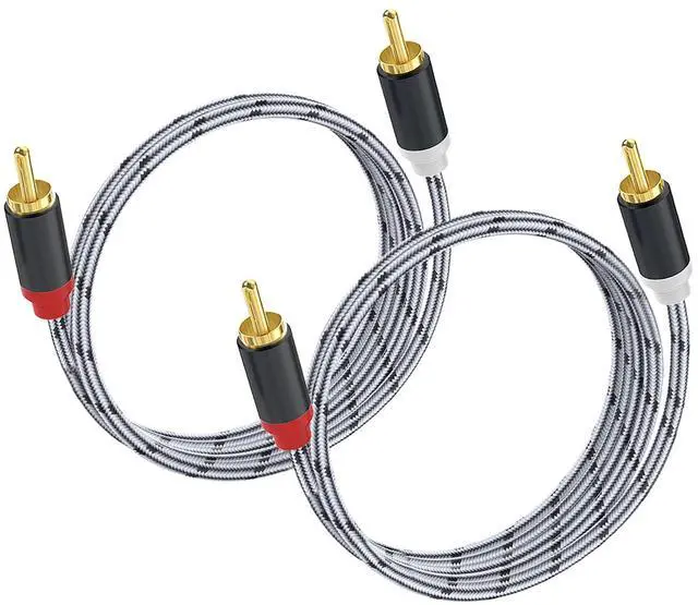 Main image of RCA to RCA Audio Cable - 1 Male to 1 Male Stereo Audio Cable Converter (2-Pack) for Subwoofer, Home Theater, High-Fidelity Audio - Double Shielding (3.3ft)