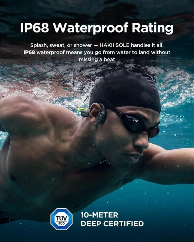 Alt view image 3 of 7 - Sole Bone Conduction Headphones, Open-Ear Bluetooth & MP3 Wireless Sport Headphones for Running & Workout, IP68 Swimming Headphones, 32GB, Long 10H Playtime