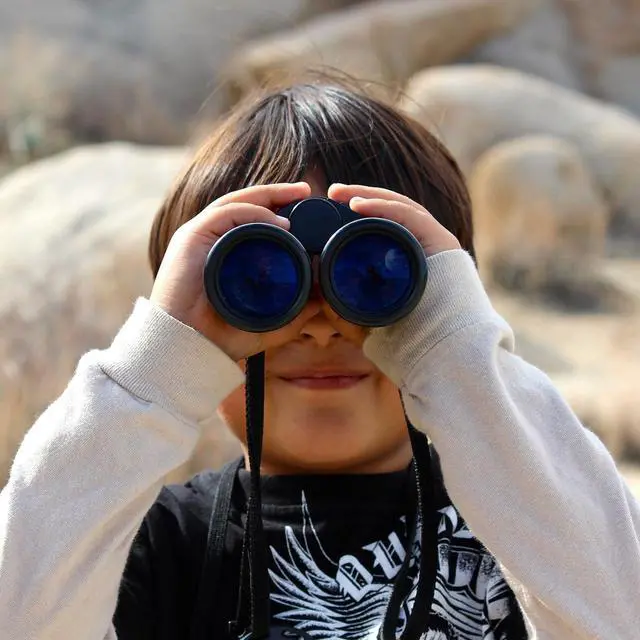 Alt view image 6 of 6 - Binoculars 4X30 Compact Folding Binoculars Shockproof Sky Blue with Neck Strap for Bird Watching Hiking Camping
