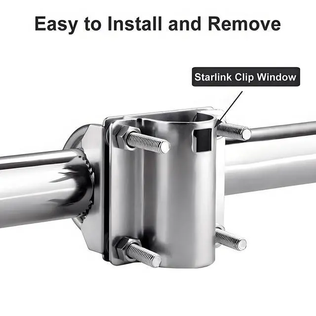 Alt view image 2 of 7 - Marine - Grade Stainless Steel Rail Mount for Starlink Gen 2 - Fits 1 - 2 Inch Poles, Ideal for Boat/Yacht/RV Antenna Install