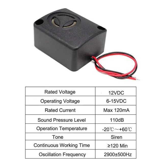 Alt view image 2 of 6 - 4PCS 110dB Electronic Black Mini Piezo Alarm Siren DC 12V Insurance AntiTheft HighDecibel Square Shell Active Buzzer Alarm for Car Safes