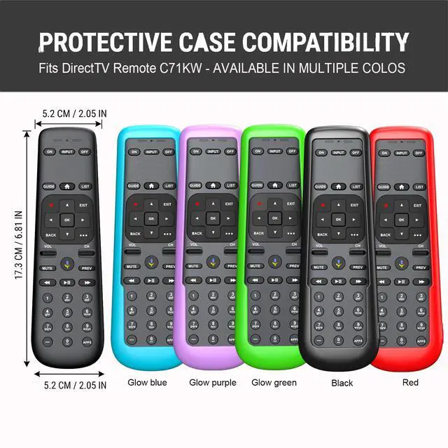 Alt view image 2 of 7 - 3Pack Case Cover for AT&T TV Now DirecTV Receiver Remote Voice Control C71KW, Battery Cover Silicone Skin Sleeve Glow in the Dark Green Purple and Blue