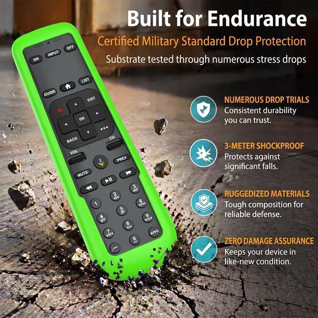 Alt view image 5 of 7 - 3Pack Case Cover for AT&T TV Now DirecTV Receiver Remote Voice Control C71KW, Battery Cover Silicone Skin Sleeve Glow in the Dark Green Purple and Blue