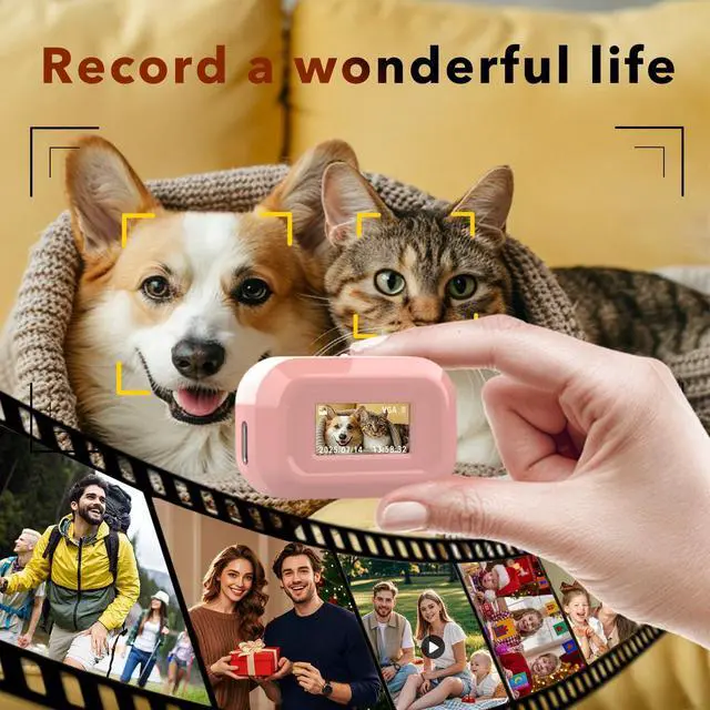 Alt view image 2 of 7 - Mini Keychain Camera with 14M 1080P FHD, Mini Pocket Digital Camera - 0.96" Tiny Portable Small Cameras, Video Recorder with 16GB Card, OTG for Travel Study Recording Vlog Night Shots (Pink)