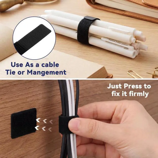 Alt view image 3 of 7 - 205 Pcs Hook and Loop Cable Ties Cable Straps Management Self Adhesive Under Desk up to 15 Cords Reusable Adjustable Wire Organizers for Cords Desk Home Office Desktop Wire Hider