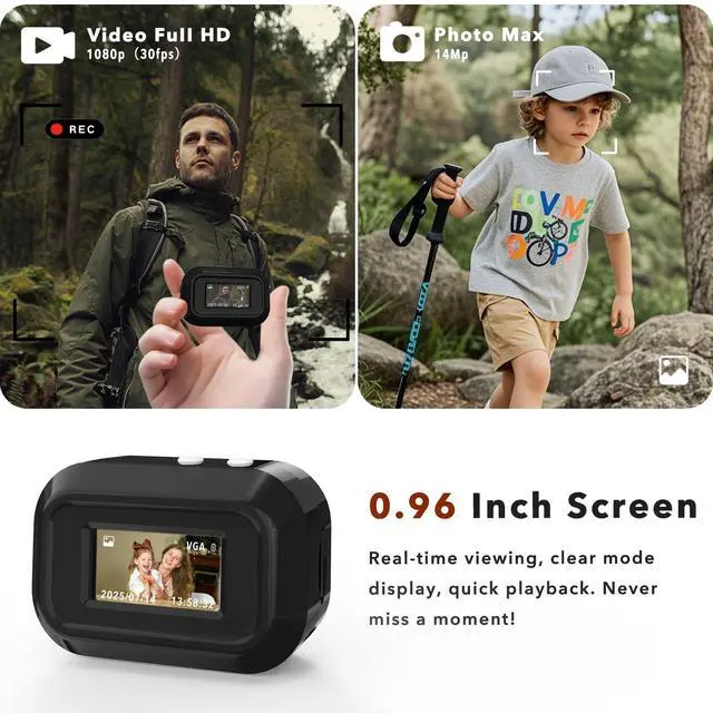 Alt view image 3 of 7 - Mini Keychain Camera with 14M 1080P FHD, Mini Pocket Digital Camera - 0.96" Tiny Portable Small Cameras, Video Recorder with 16GB Card, OTG for Travel Study Recording Vlog Night Shots (Black)