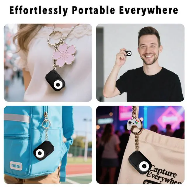 Alt view image 5 of 7 - Mini Keychain Camera with 14M 1080P FHD, Mini Pocket Digital Camera - 0.96" Tiny Portable Small Cameras, Video Recorder with 16GB Card, OTG for Travel Study Recording Vlog Night Shots (Black)