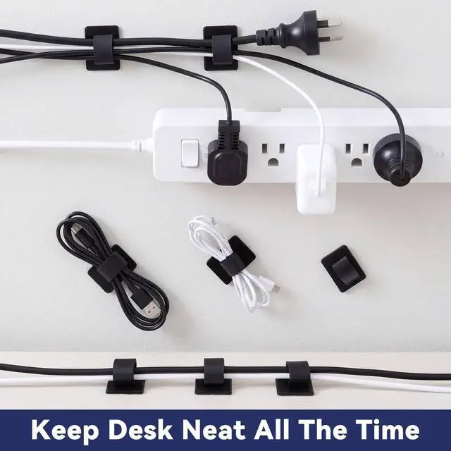Alt view image 6 of 7 - 205 Pcs Hook and Loop Cable Ties Cable Straps Management Self Adhesive Under Desk up to 15 Cords Reusable Adjustable Wire Organizers for Cords Desk Home Office Desktop Wire Hider