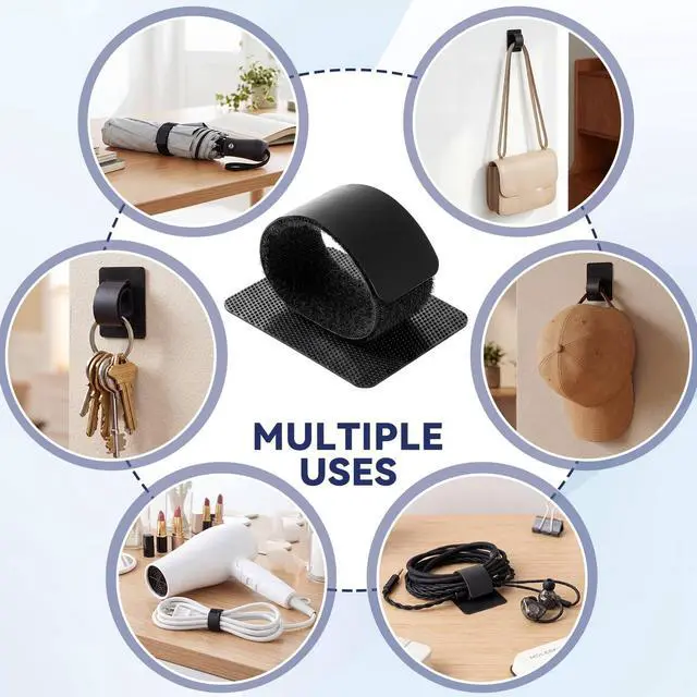 Alt view image 7 of 7 - 205 Pcs Hook and Loop Cable Ties Cable Straps Management Self Adhesive Under Desk up to 15 Cords Reusable Adjustable Wire Organizers for Cords Desk Home Office Desktop Wire Hider