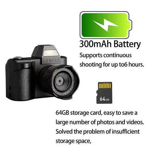 Alt view image 4 of 7 - Mini Digital Camera, 1080P Portable Camera for Photography with 64GB SD Card, Key Card Clip Chain for Beginners, Small Digital Camera for Boys and Girls, Compact Vlogging Camera with 5 Filters