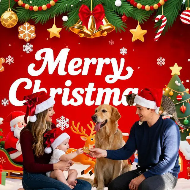 Alt view image 4 of 5 - 8x6ft Merry Christmas Backdrop Large Christmas Party Decoration Banner Xmas Backdrops for Wall Photography Background Photo Props with 19.68ft Ribbon