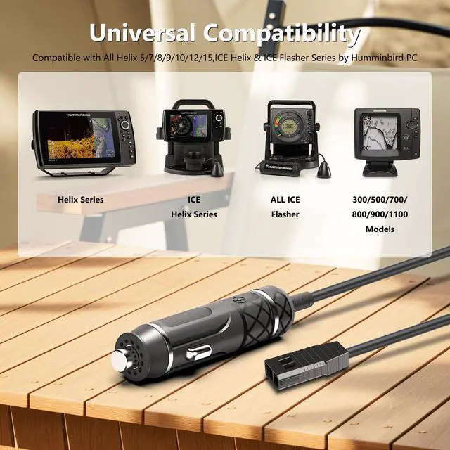 Alt view image 2 of 6 - 12V DC Power Adapter for Humminbird Helix 5 Fish Finders, Humminbird PC Helix 5/7/8/9/10/12/15, ICE Helix ICE Flasher Series 720105-1 411670-1, All 300 500 700 800 900 1100 Models