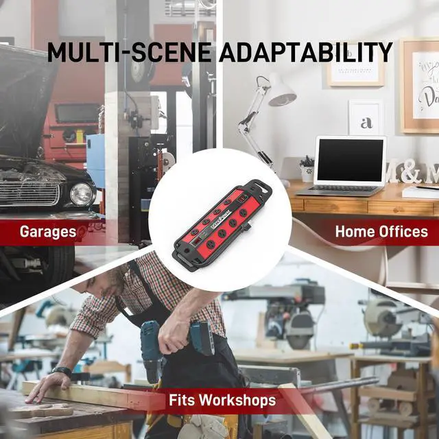 Alt view image 7 of 7 - Metal Workshop Surge Protector Power Strip with 2 USB Ports - 8 Spaced Outlets, 500J Surge & Overload Protection, 4FT 14AWG Cord, Rugged Metal Housing, 125V/15A/1875W, Ideal for Indoor Workshop