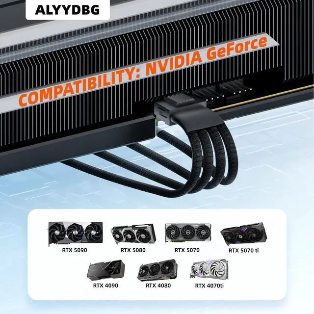 Alt view image 2 of 6 - Original Standard 12vhpwr 16 Pin Male to 4x8 Pin Female GPU Cable by | 600W GPU Cable for 5090 5080 5070Ti 5070 4090 4080 4070Ti