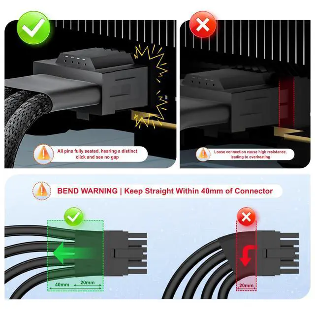 Alt view image 5 of 6 - Original Standard 12vhpwr 16 Pin Male to 4x8 Pin Female GPU Cable by | 600W GPU Cable for 5090 5080 5070Ti 5070 4090 4080 4070Ti