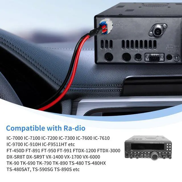 Alt view image 3 of 6 - 2-Pack 4-Pin DC 12AWG Power Cable for Yaesu FT-891 FT-450D FT-950 FTDX-3000 | for ICOM IC-7300 IC-7000 IC-7100 IC-7600 Radio