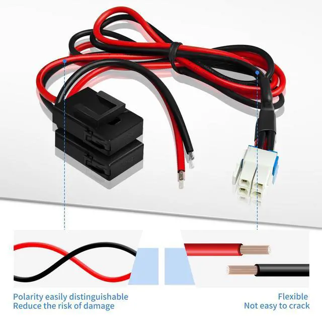 Alt view image 5 of 6 - 2-Pack 4-Pin DC 12AWG Power Cable for Yaesu FT-891 FT-450D FT-950 FTDX-3000 | for ICOM IC-7300 IC-7000 IC-7100 IC-7600 Radio