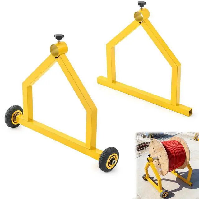 Main image of Wire Spool Rack Portable Cable Caddy with Wheels for Efficient Cable Management, Steel Fully Welded Wire Rack Dispenser for up to 28" Diameter Spools, Orange