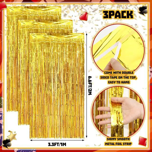 Alt view image 3 of 6 - 7 Pcs Casino Party Decorations Backdrop Red Carpet Gold Fringe | Night Theme Curtain with Stanchion Posts Ropes, Vegas Poker Birthday Photo Background, Entryway Door Porch Setup