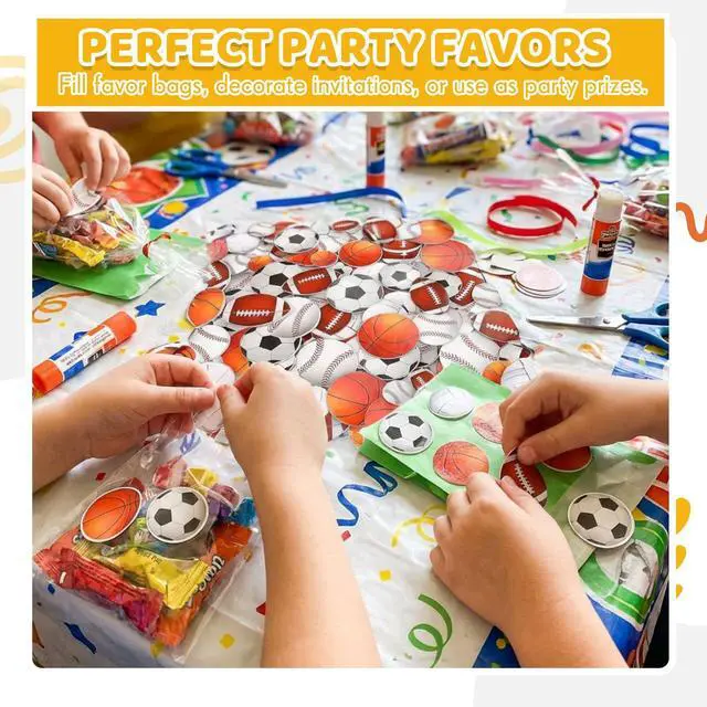 Alt view image 4 of 6 - 1000 Pcs Foam Sports Stickers Self-Adhesive 100 Days Party Favor Foam Stickers Bulk Including Soccer Basketball Baseball Volleyball Football Sports Party Favors for Arts Crafts Decor Supply