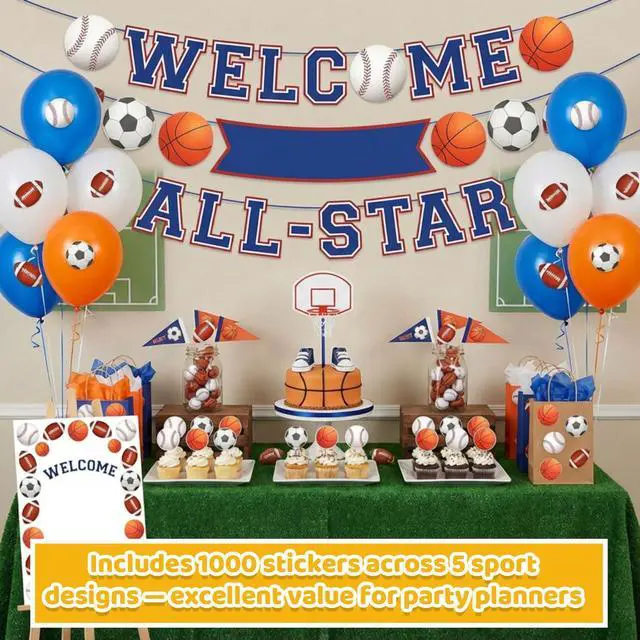 Alt view image 5 of 6 - 1000 Pcs Foam Sports Stickers Self-Adhesive 100 Days Party Favor Foam Stickers Bulk Including Soccer Basketball Baseball Volleyball Football Sports Party Favors for Arts Crafts Decor Supply