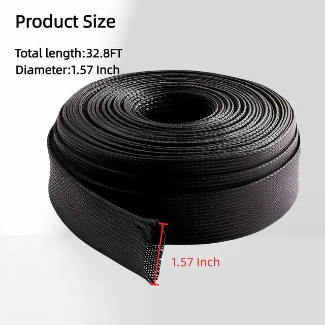 Alt view image 2 of 7 - 32.8 ft Nylon Hydraulic Hose Protector Sleeve Flame-Retardant, Tig Torch Cable Cover, Black Protective Cover Hose Sheath, Flexible Cutting Sheath Sleeve Management Wrap for Cord Tig (1.5 Inch Id)