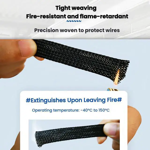 Alt view image 3 of 7 - 32.8 ft Nylon Hydraulic Hose Protector Sleeve Flame-Retardant, Tig Torch Cable Cover, Black Protective Cover Hose Sheath, Flexible Cutting Sheath Sleeve Management Wrap for Cord Tig (1.5 Inch Id)