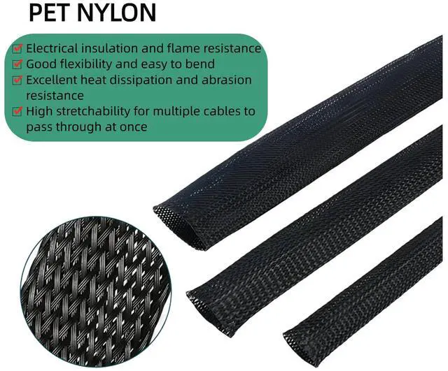 Alt view image 4 of 7 - 32.8 ft Nylon Hydraulic Hose Protector Sleeve Flame-Retardant, Tig Torch Cable Cover, Black Protective Cover Hose Sheath, Flexible Cutting Sheath Sleeve Management Wrap for Cord Tig (1.5 Inch Id)