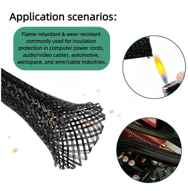 Alt view image 5 of 7 - 32.8 ft Nylon Hydraulic Hose Protector Sleeve Flame-Retardant, Tig Torch Cable Cover, Black Protective Cover Hose Sheath, Flexible Cutting Sheath Sleeve Management Wrap for Cord Tig (1.5 Inch Id)