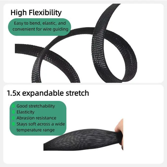 Alt view image 7 of 7 - 32.8 ft Nylon Hydraulic Hose Protector Sleeve Flame-Retardant, Tig Torch Cable Cover, Black Protective Cover Hose Sheath, Flexible Cutting Sheath Sleeve Management Wrap for Cord Tig (1.5 Inch Id)