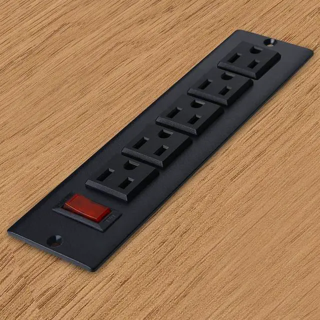 Alt view image 4 of 5 - Desk Outlets Recessed Power Strip Without USB Ports Mountable Power Strip Under Desk Power Charging Station with 5AC Outlets Black