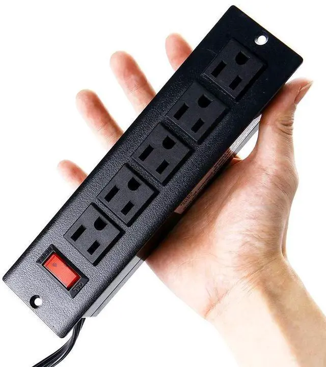 Alt view image 5 of 5 - Desk Outlets Recessed Power Strip Without USB Ports Mountable Power Strip Under Desk Power Charging Station with 5AC Outlets Black