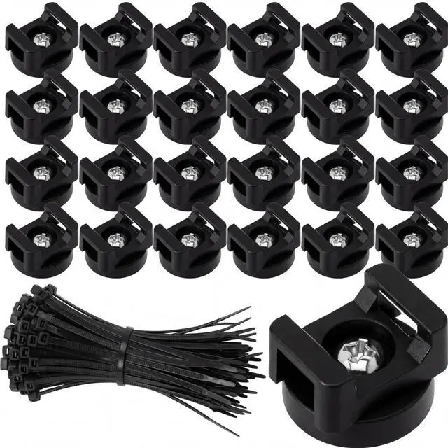 Main image of 224 Pieces Magnetic Cable Zip Tie Mounts Base with 4/6/8/12 inch Cable Zip Ties 22 mm Black Multipurpose Magnetic Holder for Wire Management Bases Wire Clips