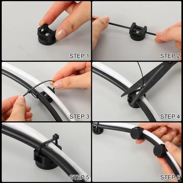 Alt view image 4 of 6 - 224 Pieces Magnetic Cable Zip Tie Mounts Base with 4/6/8/12 inch Cable Zip Ties 22 mm Black Multipurpose Magnetic Holder for Wire Management Bases Wire Clips