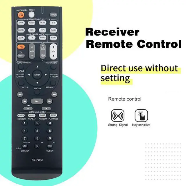 Alt view image 3 of 7 - RC-709M Replacement Remote Control for Onkyo Receiver TX-SR606 TX-SR607 TX-SR608 RC-880M TS-XR606 SR507 TX-NR626 TX-NR636 RC-866M RC-764M RC-710M RC-879M TX-SR607 RC-737M TX-NR525 TX-NR535 HT-R391