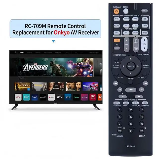 Alt view image 5 of 7 - RC-709M Replacement Remote Control for Onkyo Receiver TX-SR606 TX-SR607 TX-SR608 RC-880M TS-XR606 SR507 TX-NR626 TX-NR636 RC-866M RC-764M RC-710M RC-879M TX-SR607 RC-737M TX-NR525 TX-NR535 HT-R391