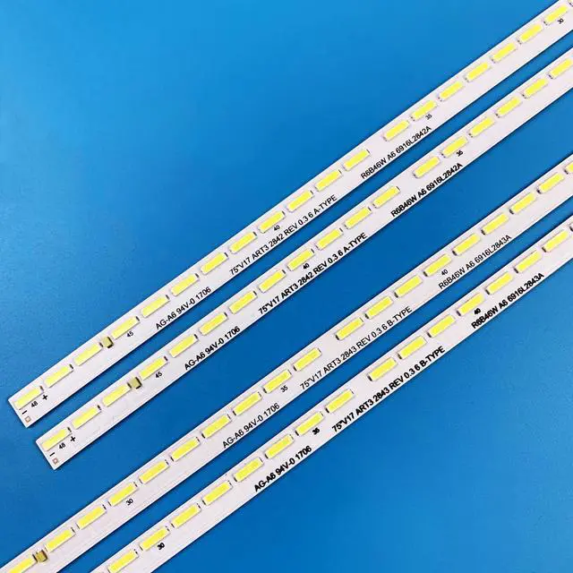 Alt view image 3 of 6 - 4 Pieces LED Backlight Strips for LG 75'' TV 75UJ6450 75UJ6470 75UJ657A 6922L-0226A 6916L-2843A 2842A