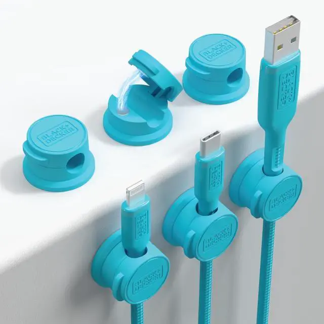 Main image of Magnetic Cord Organizer Holder, 6 Pack Magnetic Cable Clips | Under Desk Cable Management, Strong Adhesive Cord Holder for Nightstand Kitchen Appliances Car Wall Office, Phone Wire Keeper