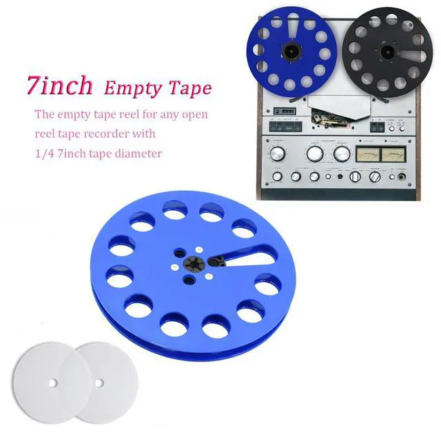 Alt view image 2 of 7 - 7 Inch Empty Takeup Reel for 1/4 Inch Tape Recorder, Blue | Includes 2 silicone pads for secure tape winding, compatible with most open reel tape recorders and recording systems